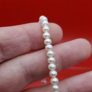 7 Inch 925 Sterling Silver Cute Genuine White Pearls Bracelet